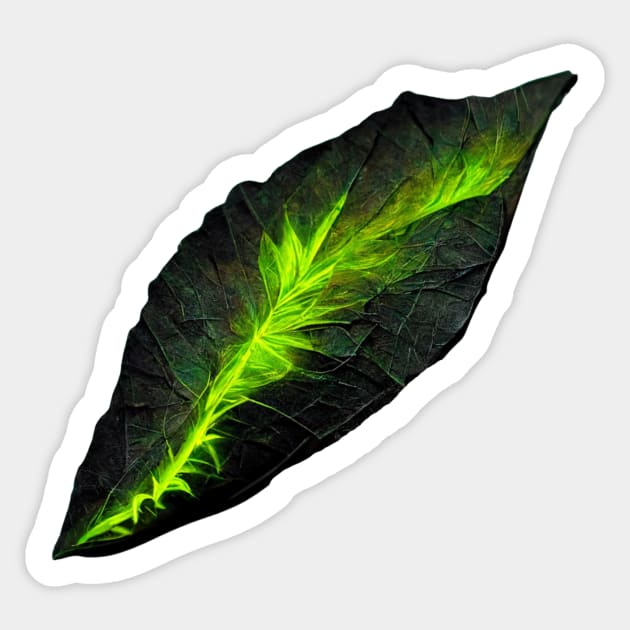 Dark Leaf Florescent Sticker by JequiPrint